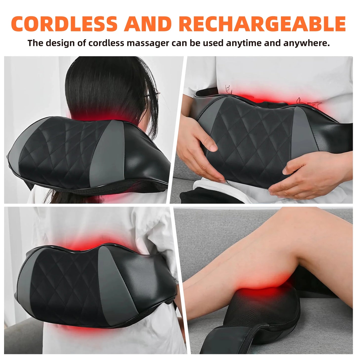 Neck and Shoulder Massager with Heat, Shiatsu Shoulder Massager for Full Body, Deep Tissue 3D Kneading Massage Pillow for Shoulder, Back, Body Muscle Pain Relief, Gifts for Women Men